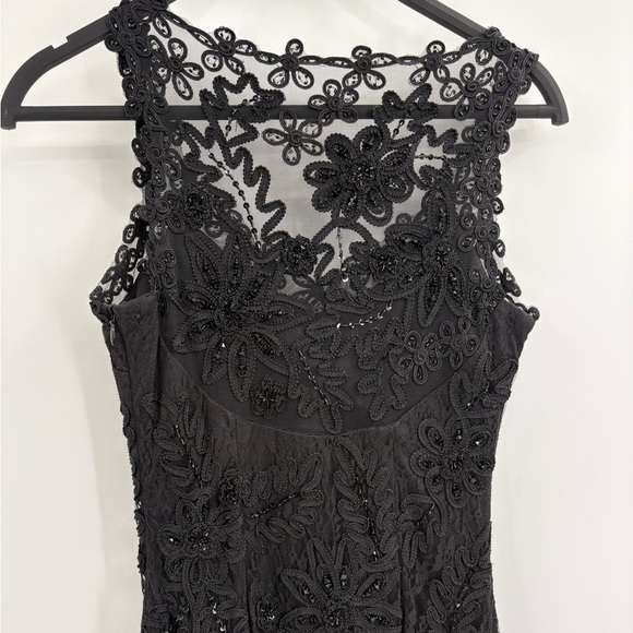 Cache Vintage Y2K Black Beaded Goth Witchy Flapper Mesh Flared Dress Size 2 - Picture 4 of 16